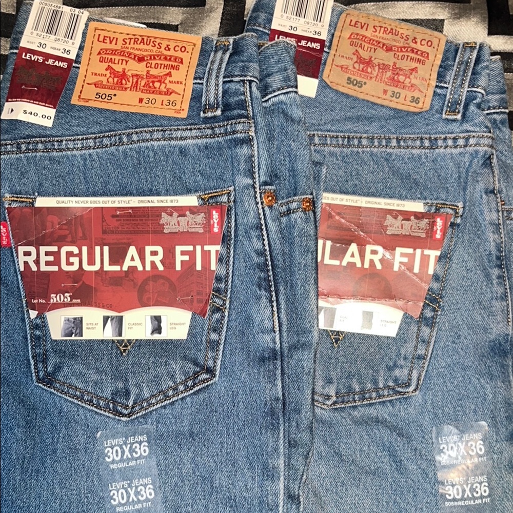 Levi's Blue Straight Jeans with Distressed Detailing